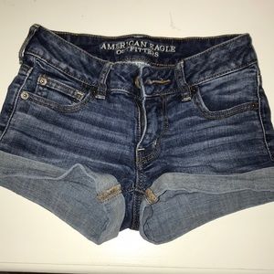 American Eagle Dark Wash Denim Shortie Shorts